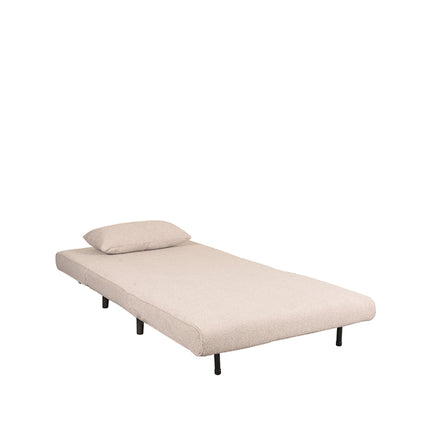 LABEL51 - Slaapbank Single 101x90x81 cm - Naturel Boucle | Zwart Hout