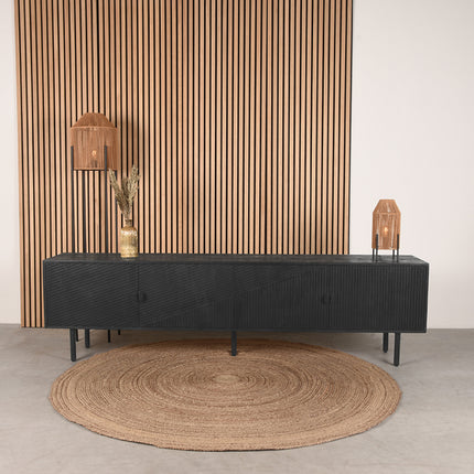LABEL51 - Tv-Meubel Cotia 220x40x60 cm - Zwart Mangohout | Zwart Metaal