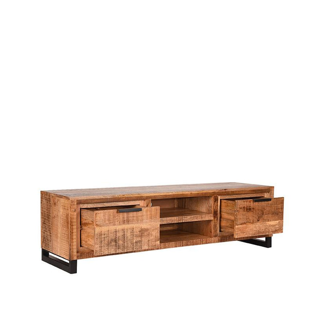 LABEL51 - Tv-Meubel Glasgow 160x45x45 cm - Rough Mangohout | Zwart Metaal