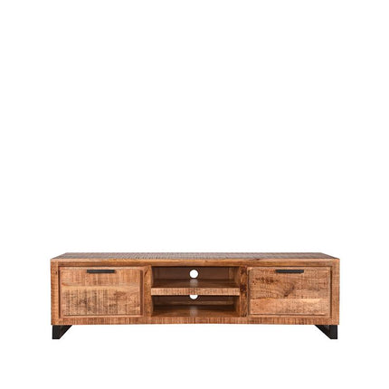 LABEL51 - Tv-Meubel Glasgow 160x45x45 cm - Rough Mangohout | Zwart Metaal