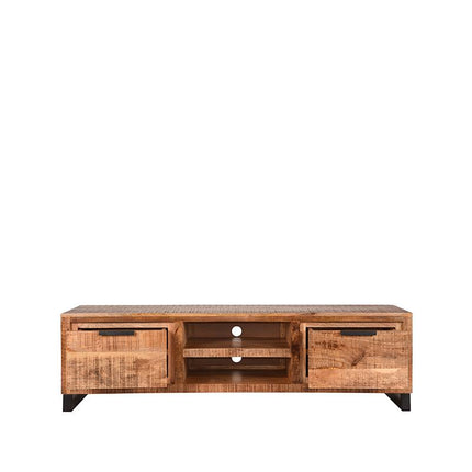 LABEL51 - Tv-Meubel Glasgow 160x45x45 cm - Rough Mangohout | Zwart Metaal