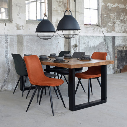 LABEL51 - Eetkamerstoel Jort 48x61x91 cm - Rust Ribcord | Zwart Metaal