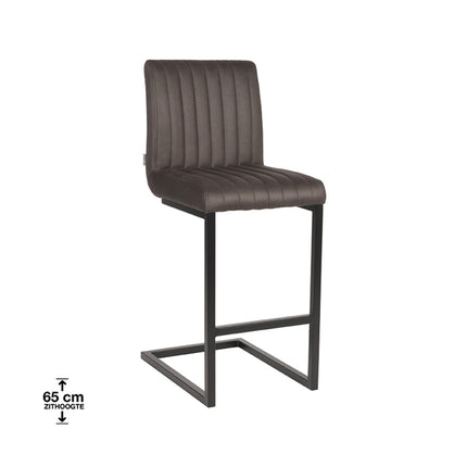 LABEL51 - Barkruk Milo 41x53x100 cm - Antraciet Microvezel | Zwart Metaal