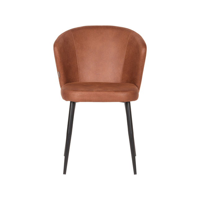 LABEL51 - Eetkamerstoel Wave 58x60x85 cm - Cognac Microvezel | Zwart Metaal