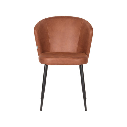 LABEL51 - Eetkamerstoel Wave 58x60x85 cm - Cognac Microvezel | Zwart Metaal