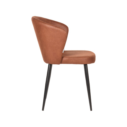 LABEL51 - Eetkamerstoel Wave 58x60x85 cm - Cognac Microvezel | Zwart Metaal