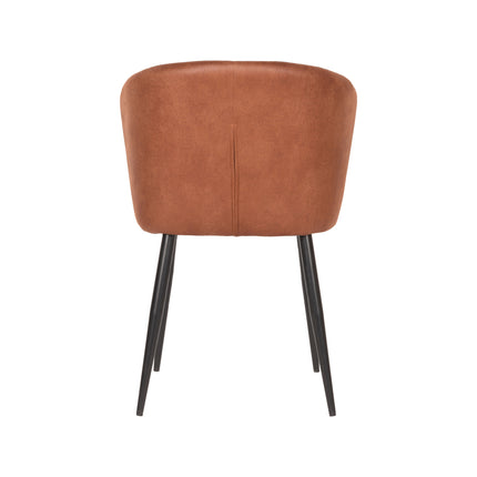 LABEL51 - Eetkamerstoel Wave 58x60x85 cm - Cognac Microvezel | Zwart Metaal