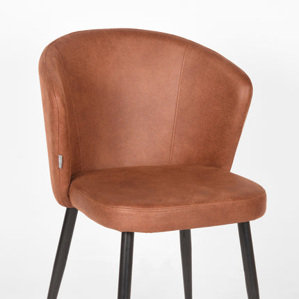 LABEL51 - Eetkamerstoel Wave 58x60x85 cm - Cognac Microvezel | Zwart Metaal