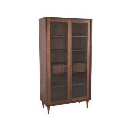 LABEL51 - Vitrinekast Jule 100x49x180 cm - Walnoot Eiken | Glas