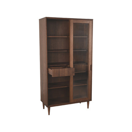 LABEL51 - Vitrinekast Jule 100x49x180 cm - Walnoot Eiken | Glas