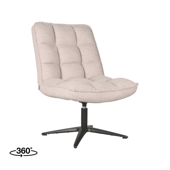 LABEL51 - Draaifauteuil Vince 63x74x91 cm - Naturel Boucle | Zwart Metaal