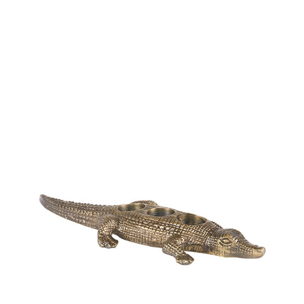 LABEL51 - Waxinelichthouder Krokodil 43x16x4 cm - Antiek Goud Metaal