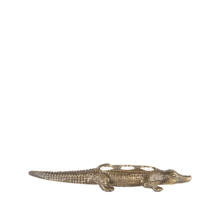 LABEL51 - Waxinelichthouder Krokodil 43x16x4 cm - Antiek Goud Metaal