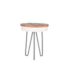 LABEL51 - Bijzettafel Saria 44x44x53 cm - Wit Metaal l Mangohout