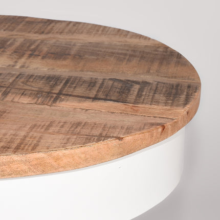 LABEL51 - Bijzettafel Saria 44x44x53 cm - Wit Metaal l Mangohout