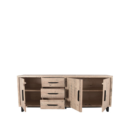 LABEL51 - Dressoir Lima 200x42x80 cm - Naturel Pine | Zwart Metaal