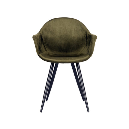 LABEL51 - Eetkamerstoel Forli 60x58x83 cm - Army Fluweel | Zwart Metaal