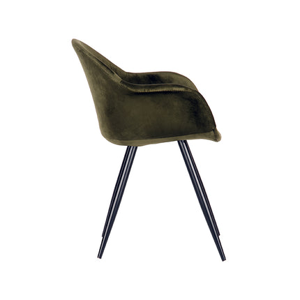 LABEL51 - Eetkamerstoel Forli 60x58x83 cm - Army Fluweel | Zwart Metaal