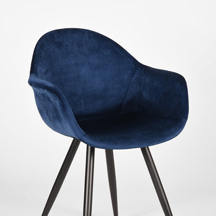 LABEL51 - Eetkamerstoel Forli 60x58x83 cm - Blauw Fluweel | Zwart Metaal