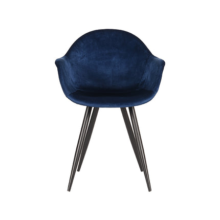 LABEL51 - Eetkamerstoel Forli 60x58x83 cm - Blauw Fluweel | Zwart Metaal