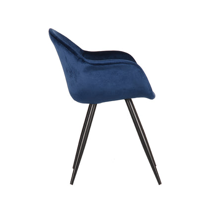 LABEL51 - Eetkamerstoel Forli 60x58x83 cm - Blauw Fluweel | Zwart Metaal