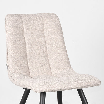 LABEL51 - Eetkamerstoel Jelt 45x56x84 cm - Naturel Boucle | Zwart Metaal