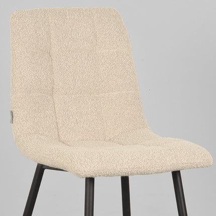LABEL51 - Eetkamerstoel Juul 54x45x89 cm - Zand Boucle | Zwart Metaal