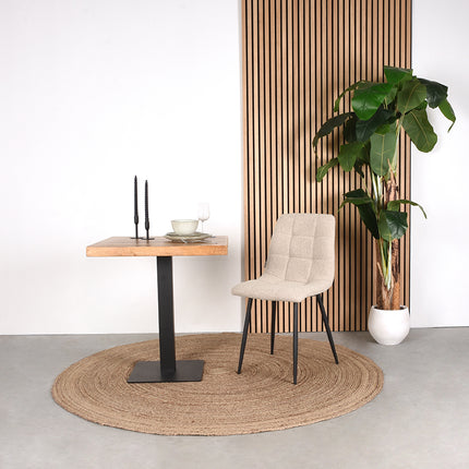 LABEL51 - Eetkamerstoel Juul 54x45x89 cm - Zand Boucle | Zwart Metaal