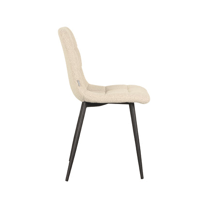 LABEL51 - Eetkamerstoel Juul 54x45x89 cm - Zand Boucle | Zwart Metaal