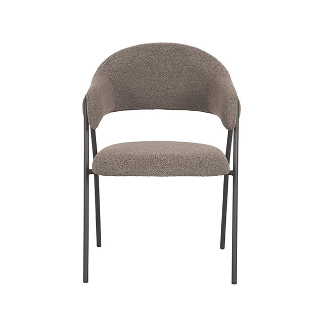 LABEL51 - Eetkamerstoel Lowen 58x60x84 cm - Bruin Boucle | Zwart Metaal