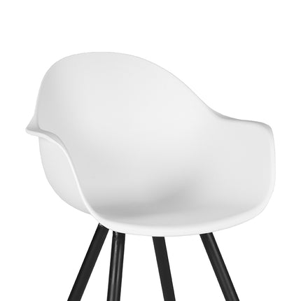 LABEL51 - Eetkamerstoel Luca 58x54x85 cm - Wit PP | Zwart Metaal