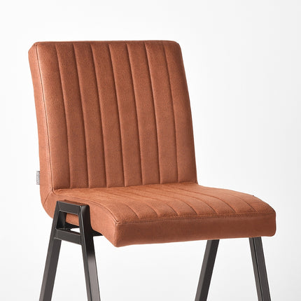 LABEL51 - Eetkamerstoel Matz 50x60x86 cm - Cognac Microvezel | Zwart Metaal