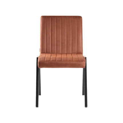 LABEL51 - Eetkamerstoel Matz 50x60x86 cm - Cognac Microvezel | Zwart Metaal