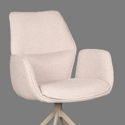 LABEL51 - Eetkamerstoel Mellow 58x63x92 cm - Naturel Boucle | Taupe Metaal