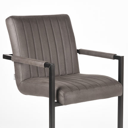 LABEL51 - Eetkamerstoel Milo 55x55x85 cm - Antraciet Microvezel | Zwart Metaal