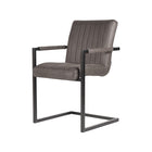 LABEL51 - Eetkamerstoel Milo 55x55x85 cm - Antraciet Microvezel | Zwart Metaal