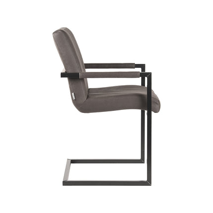 LABEL51 - Eetkamerstoel Milo 55x55x85 cm - Antraciet Microvezel | Zwart Metaal