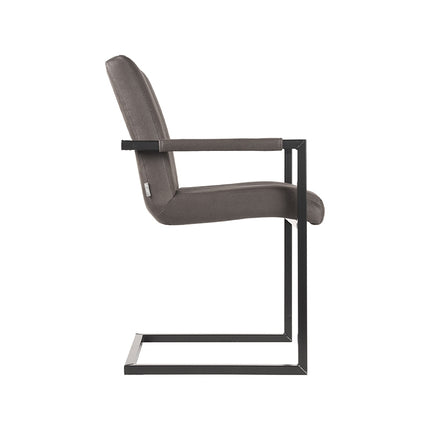 LABEL51 - Eetkamerstoel Milo 55x55x85 cm - Antraciet Microvezel | Zwart Metaal