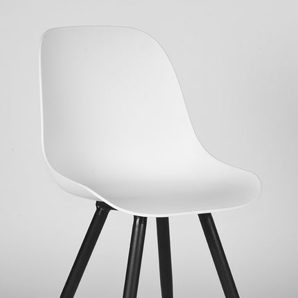 LABEL51 - Eetkamerstoel Monza 46x54x88 cm - Wit PP | Zwart Metaal