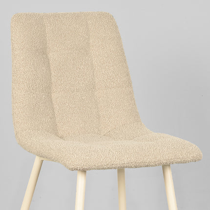 LABEL51 - Eetkamerstoel Nino 54x45x89 cm - Zand Boucle | Shaded White Metaal