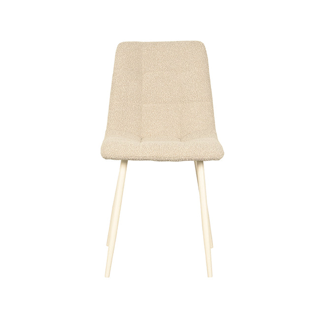 LABEL51 - Eetkamerstoel Nino 54x45x89 cm - Zand Boucle | Shaded White Metaal