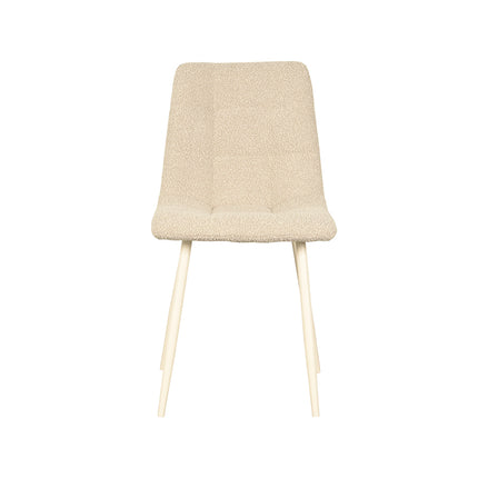 LABEL51 - Eetkamerstoel Nino 54x45x89 cm - Zand Boucle | Shaded White Metaal