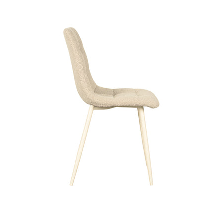 LABEL51 - Eetkamerstoel Nino 54x45x89 cm - Zand Boucle | Shaded White Metaal