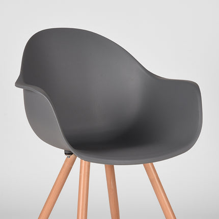 LABEL51 - Eetkamerstoel Parma 58x54x85 cm - Antraciet PP | Eiken Metaal Woodcover