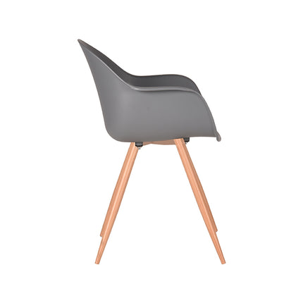 LABEL51 - Eetkamerstoel Parma 58x54x85 cm - Antraciet PP | Eiken Metaal Woodcover