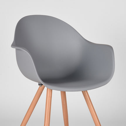 LABEL51 - Eetkamerstoel Parma 58x54x85 cm - Grijs PP | Eiken Metaal Woodcover