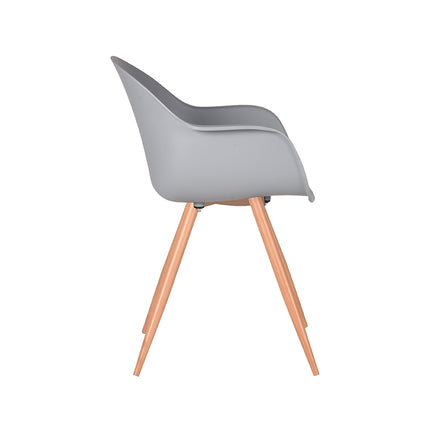LABEL51 - Eetkamerstoel Parma 58x54x85 cm - Grijs PP | Eiken Metaal Woodcover