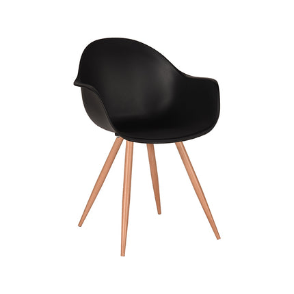 LABEL51 - Eetkamerstoel Parma 58x54x85 cm - Zwart PP | Eiken Metaal Woodcover