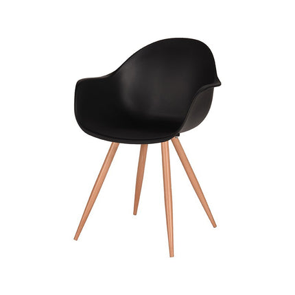 LABEL51 - Eetkamerstoel Parma 58x54x85 cm - Zwart PP | Eiken Metaal Woodcover