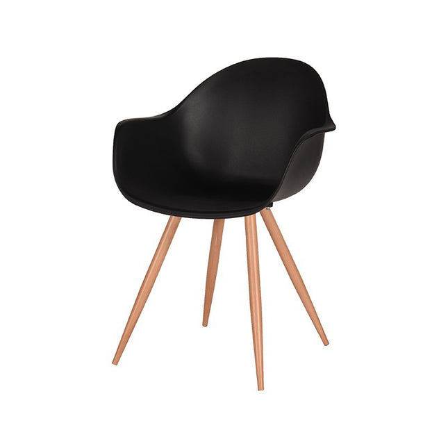 LABEL51 - Eetkamerstoel Parma 58x54x85 cm - Zwart PP | Eiken Metaal Woodcover